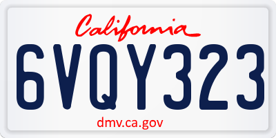 CA license plate 6VQY323