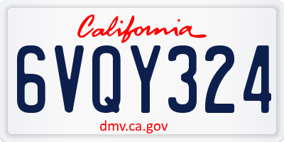 CA license plate 6VQY324