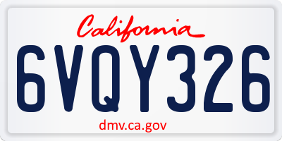 CA license plate 6VQY326
