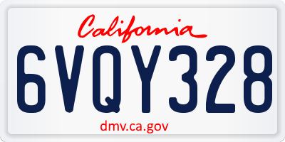 CA license plate 6VQY328