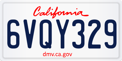 CA license plate 6VQY329