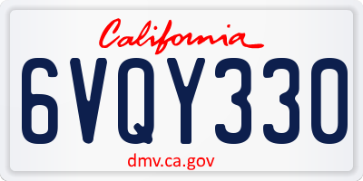 CA license plate 6VQY330