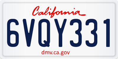 CA license plate 6VQY331