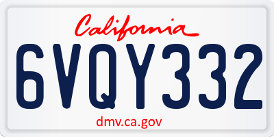 CA license plate 6VQY332