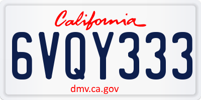 CA license plate 6VQY333