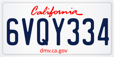 CA license plate 6VQY334