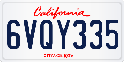 CA license plate 6VQY335