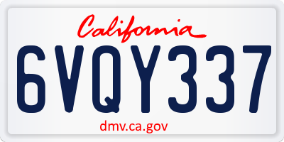 CA license plate 6VQY337