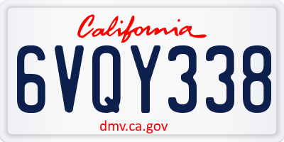 CA license plate 6VQY338