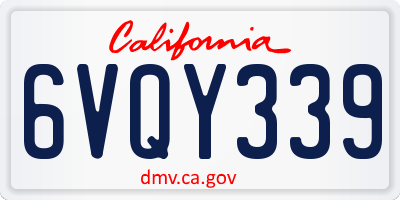 CA license plate 6VQY339