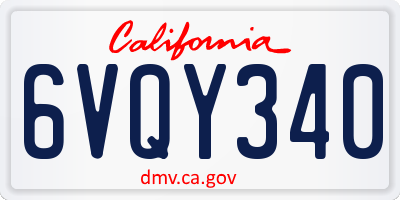 CA license plate 6VQY340