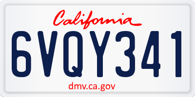 CA license plate 6VQY341