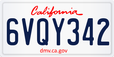 CA license plate 6VQY342