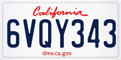CA license plate 6VQY343
