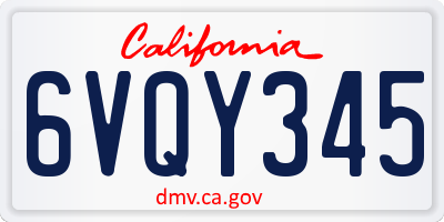 CA license plate 6VQY345