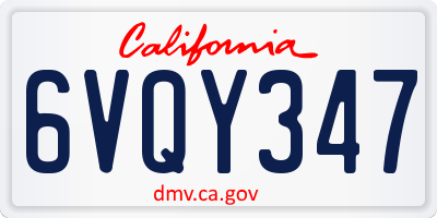 CA license plate 6VQY347