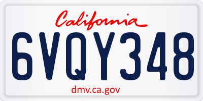 CA license plate 6VQY348