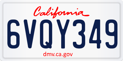 CA license plate 6VQY349