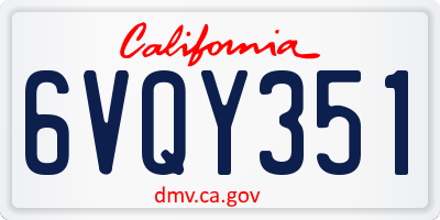 CA license plate 6VQY351