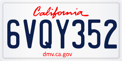 CA license plate 6VQY352