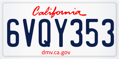 CA license plate 6VQY353