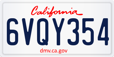 CA license plate 6VQY354