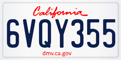 CA license plate 6VQY355