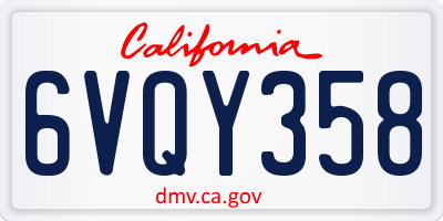 CA license plate 6VQY358