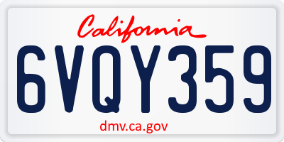 CA license plate 6VQY359