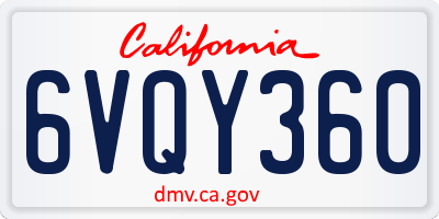 CA license plate 6VQY360
