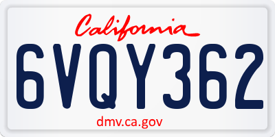 CA license plate 6VQY362