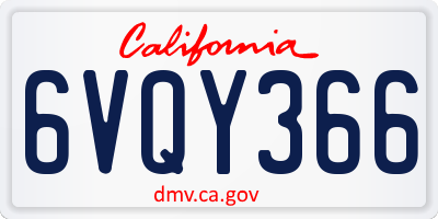 CA license plate 6VQY366