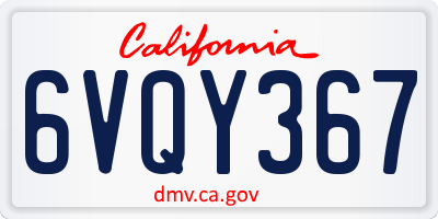CA license plate 6VQY367