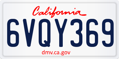CA license plate 6VQY369