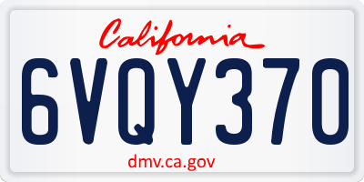 CA license plate 6VQY370