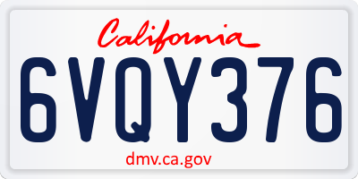 CA license plate 6VQY376