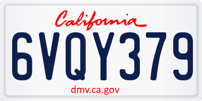 CA license plate 6VQY379