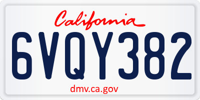 CA license plate 6VQY382