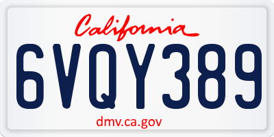 CA license plate 6VQY389