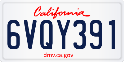 CA license plate 6VQY391