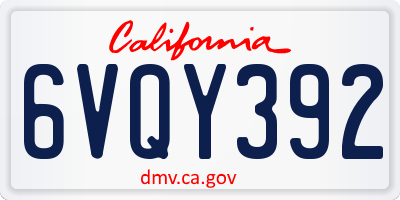 CA license plate 6VQY392