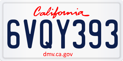 CA license plate 6VQY393