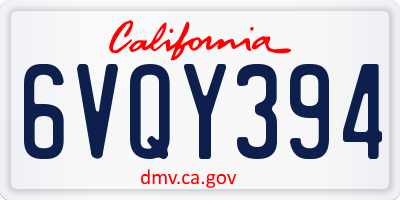 CA license plate 6VQY394