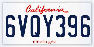 CA license plate 6VQY396