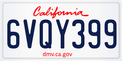 CA license plate 6VQY399