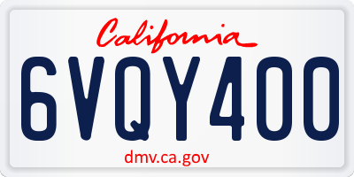 CA license plate 6VQY400
