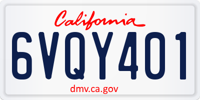 CA license plate 6VQY401
