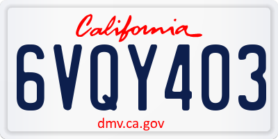 CA license plate 6VQY403