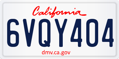 CA license plate 6VQY404
