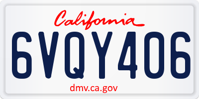 CA license plate 6VQY406